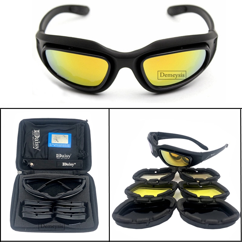 전술 편광 안경 4 렌즈 육군 선글라스, 야외 스포츠 오토바이 승마, 하이킹, 낚시, 사냥을 위한 4 렌즈 키트 포함